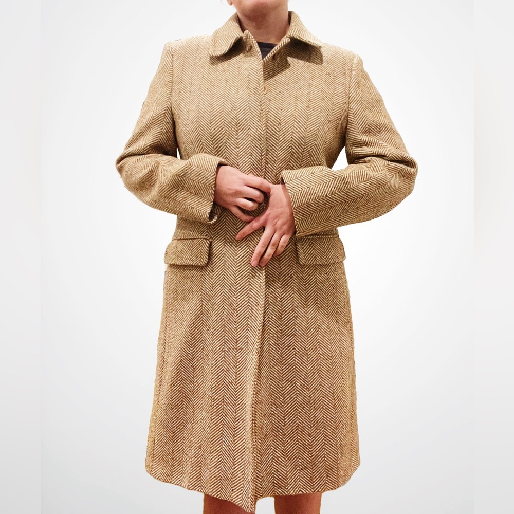 Vintage 60s Apria Italian Wool Tweed Herringbone Car Coat
